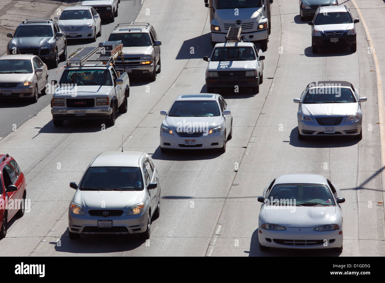 Freeway traffic in Los Angeles, California, USA. Stock Photo