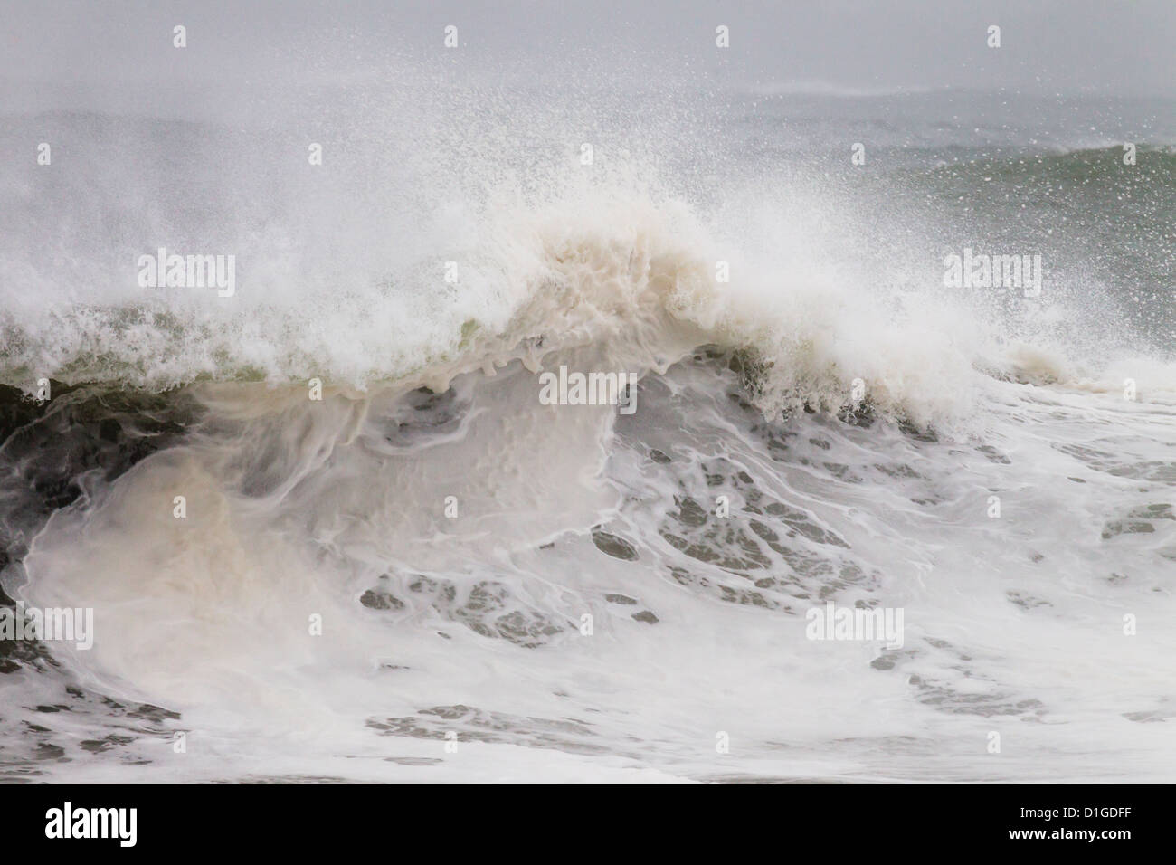 Heavy Weather Breaking Waves, Westport, Washington Stock Photo
