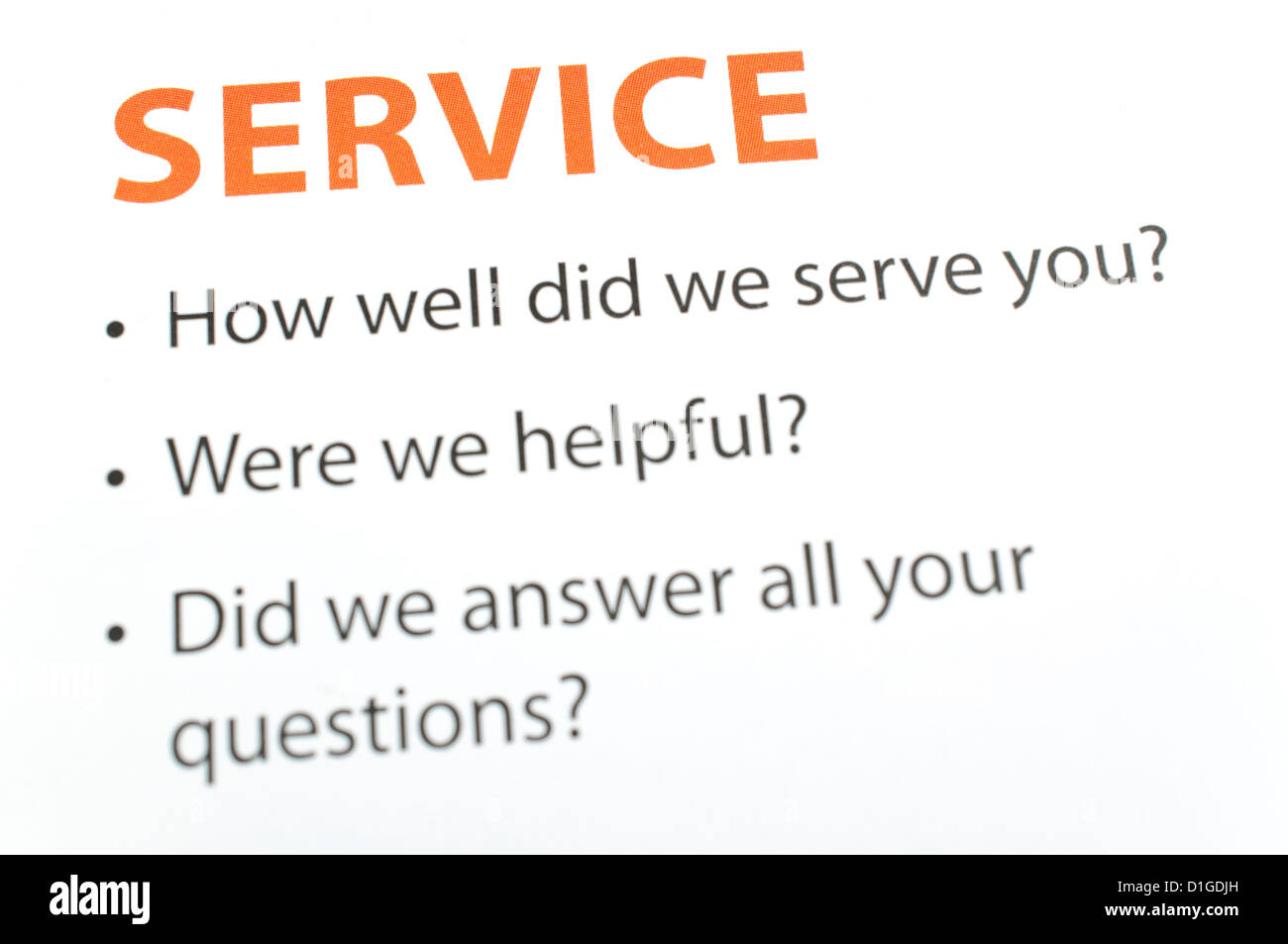 Service feedback Stock Photo