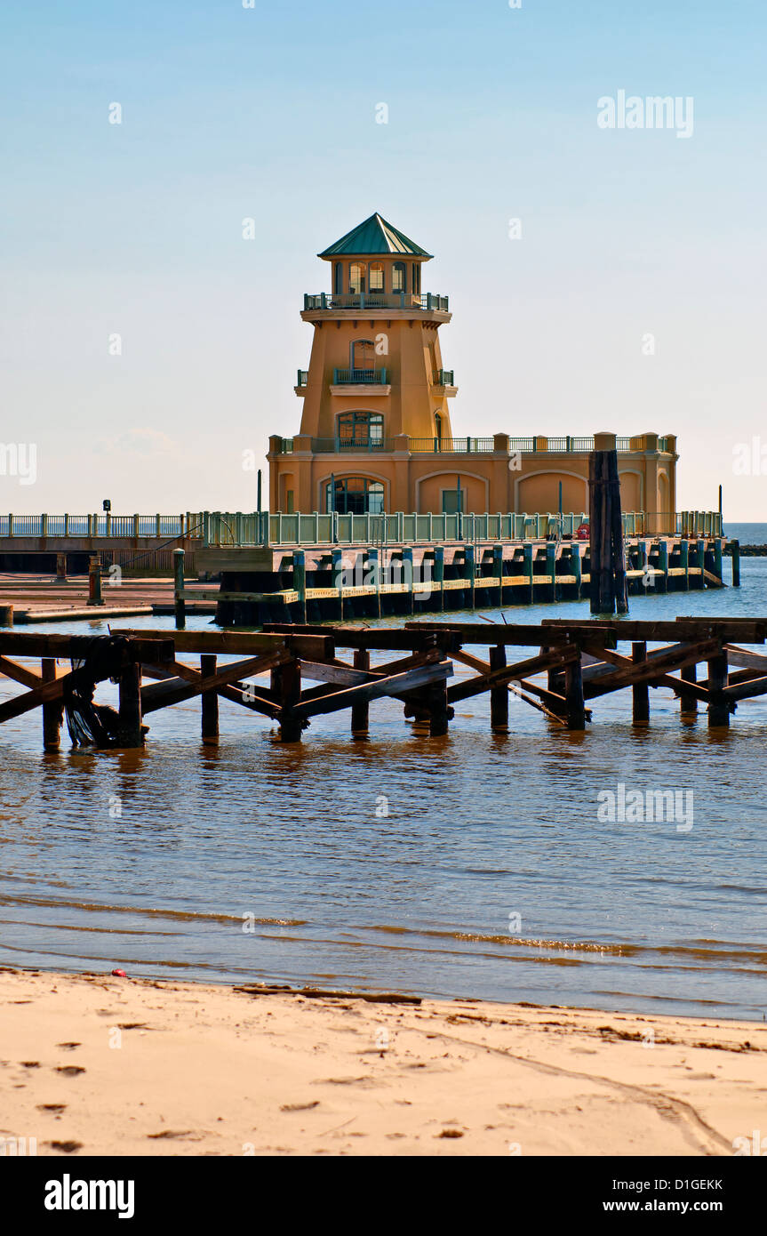 Waterfront, boardwalks and pier near Casino resort Hotel Beau Rivage , Biloxi, Mississippi , USA Stock Photo