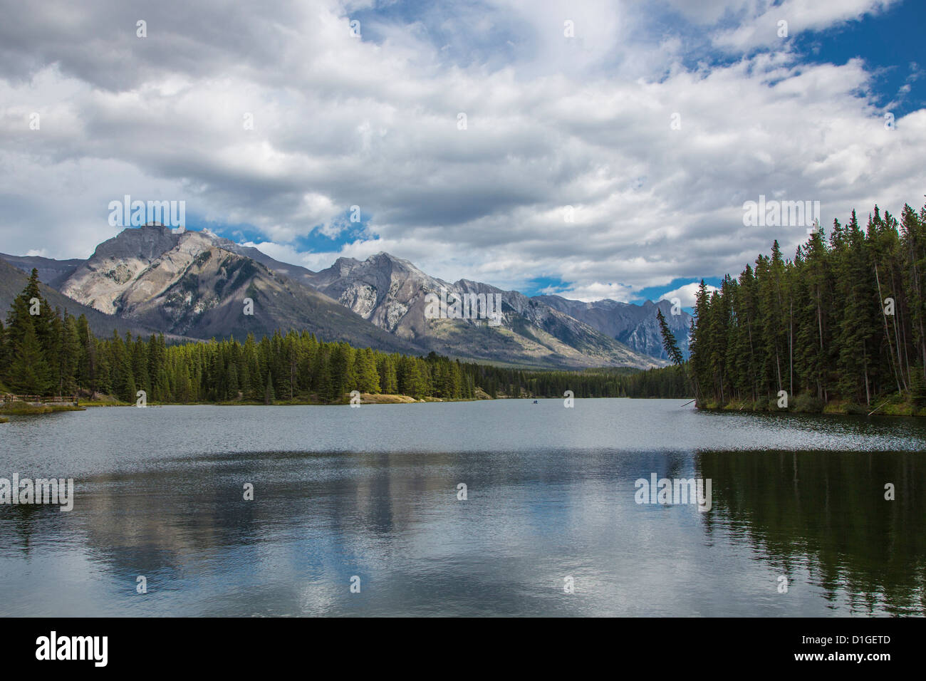 Johnson Lake near town of Banff in Banff National Park in the Canadian
