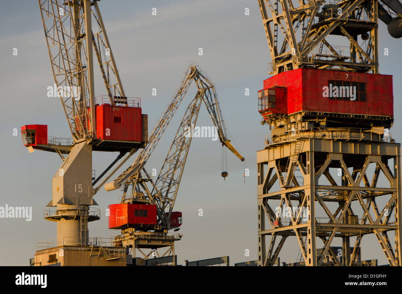 Cranes at port in Helsinki, Finland, Scandinavia, Europe Stock Photo