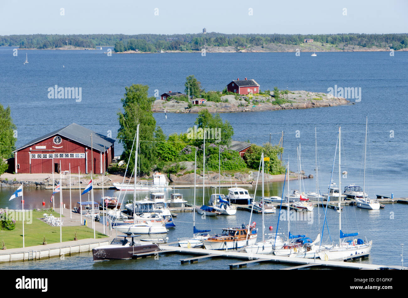 Islands and boat marina, Helsinki, Finland, Scandinavia, Europe Stock Photo