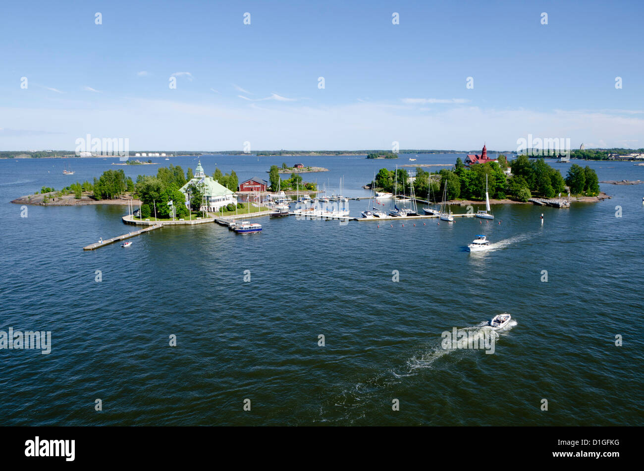 Island and boat marina, Helsinki, Finland, Scandinavia, Europe Stock Photo