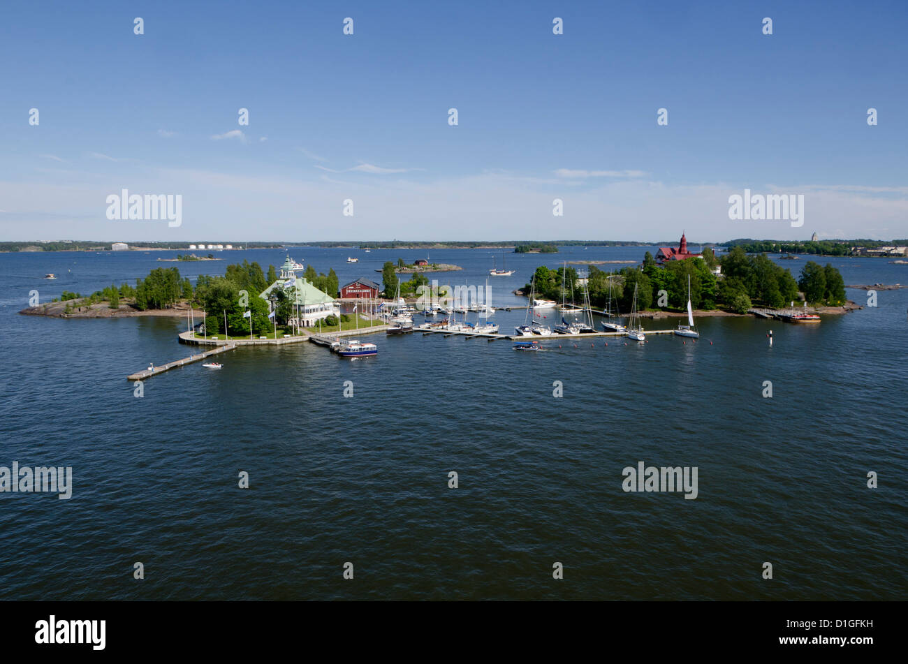 Island and boat marina, Helsinki, Finland, Scandinavia, Europe Stock Photo