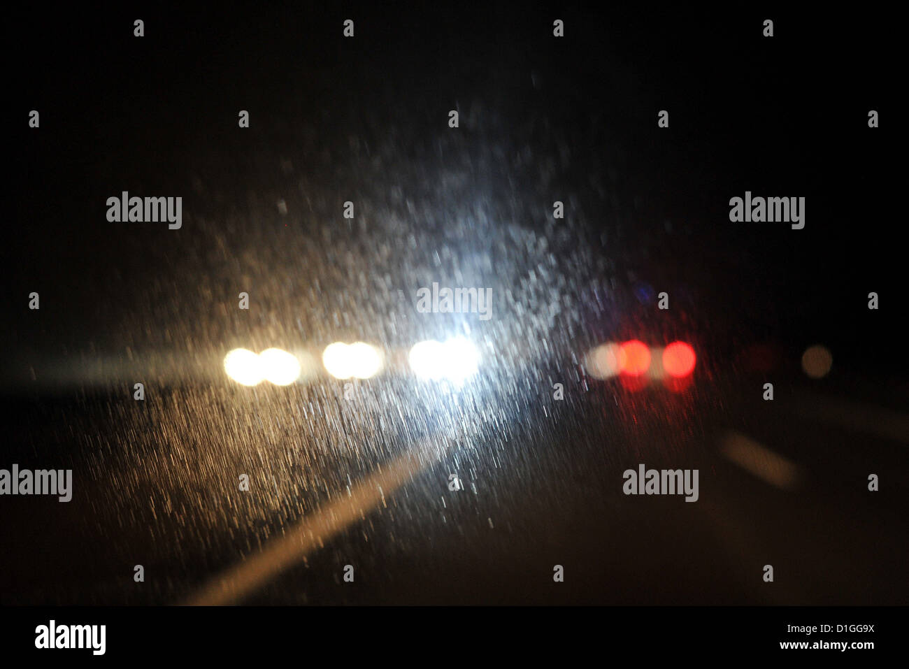 Fozzy like the view of a drunken person would see it, cars are driving on the german Autobahn. Photo: Frank May Stock Photo