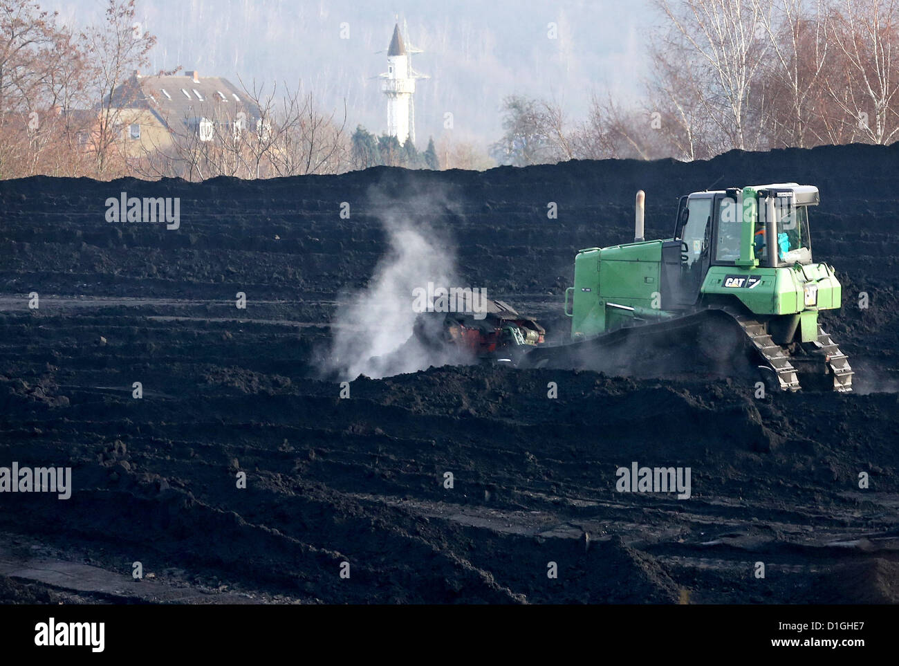 Mined coal is piled up at the West mine in Kamp-Lintfort, Germany, 20 December 2012. The mine is shut down at the end of the year. Photo: ROLAND WEIHRAUCH Stock Photo