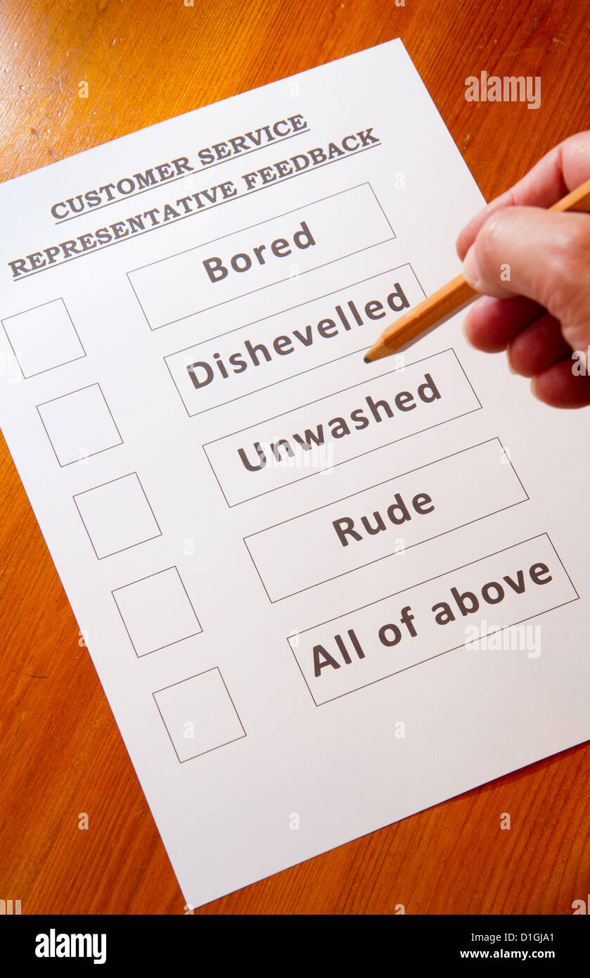 Funny Customer Service Feedback Form with options for rating service