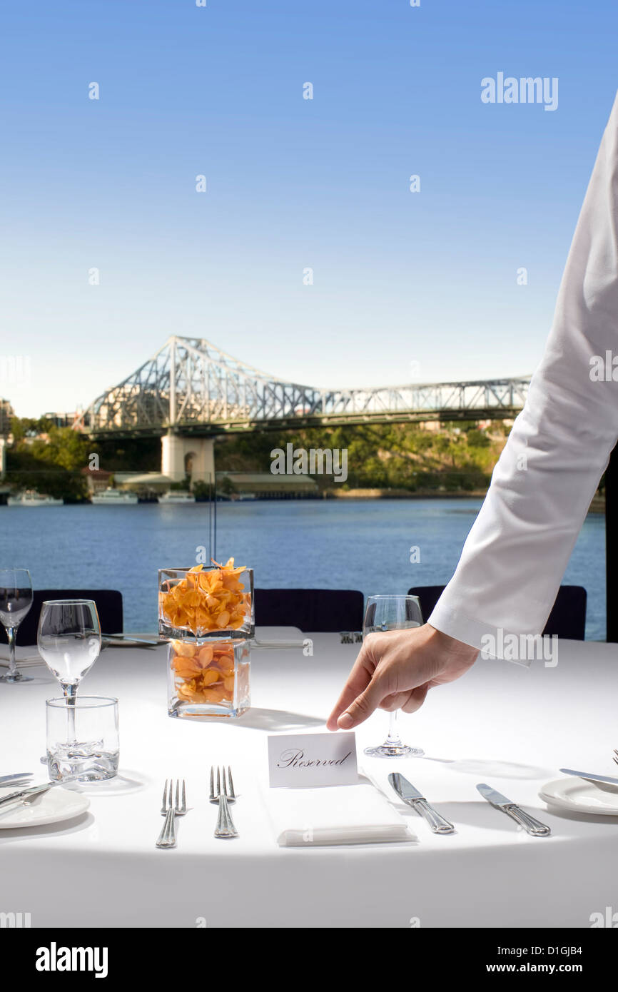 Reserved restaurant table, Brisbane Queensland Australia Stock Photo