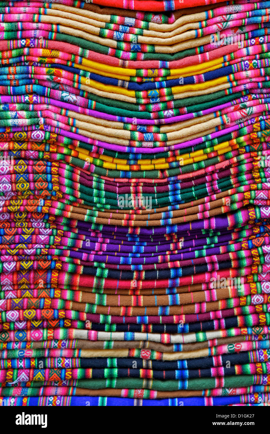 Textiles for sale in handicraft market, La Paz, Bolivia, South America Stock Photo