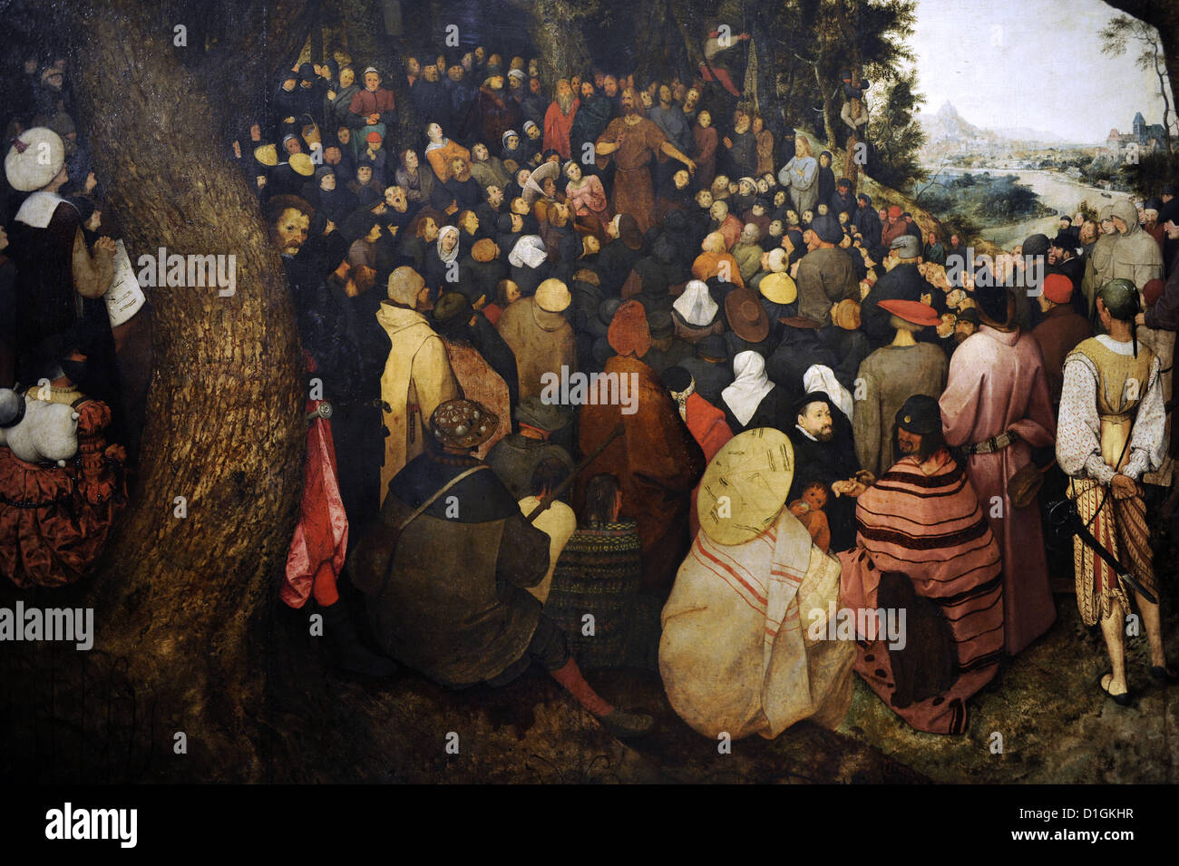 Pieter Brueghel the Elder (c.1525-1569). Flemish painter. The Sermon of Saint John the Baptist. Museum of Fine Arts. Budapest. Stock Photo