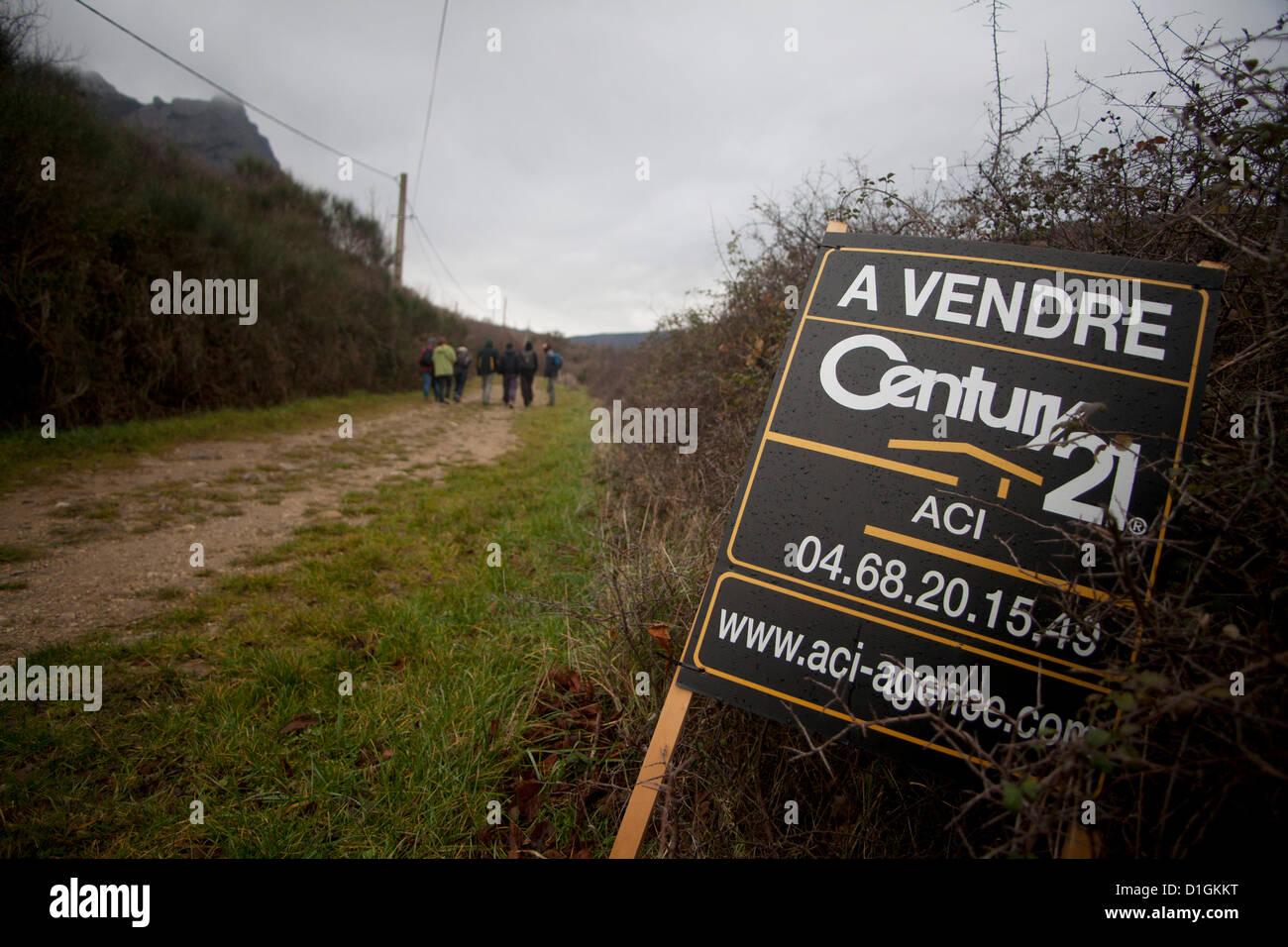End of the World, at the Pic de Bugarach, Languedoc in southern France on 21 December 2012th. Hundreds of journalists and specta Stock Photo