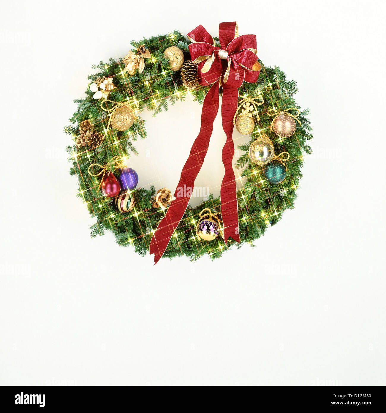 Christmas wreath isolated on white background Stock Photo - Alamy