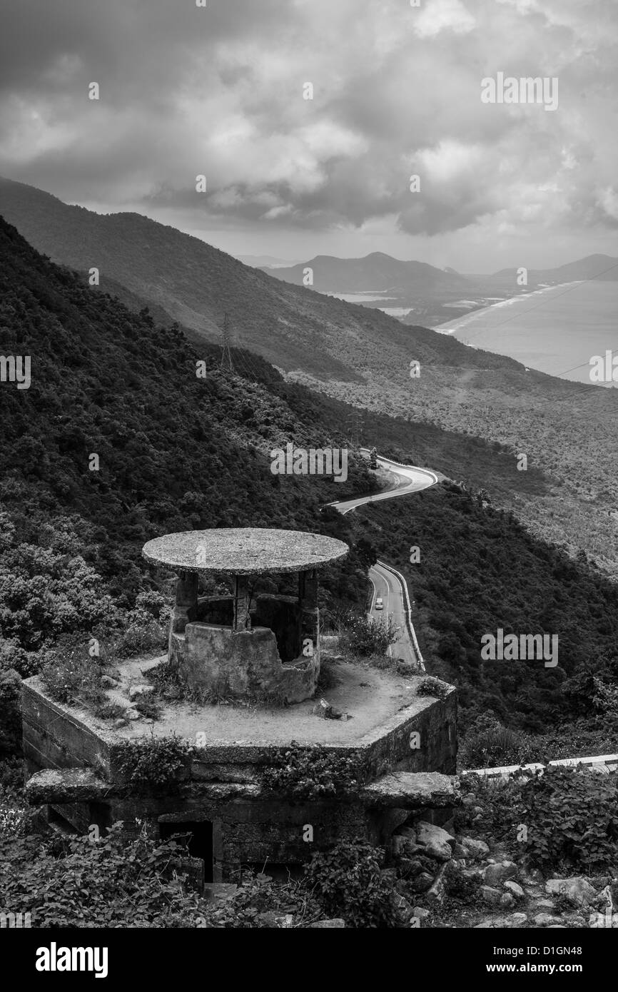 Picture of a disused American military look out position on the Hai Van Pass in Vietnam Stock Photo
