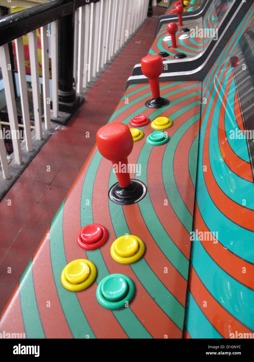 controls on video arcade game Stock Photo Alamy