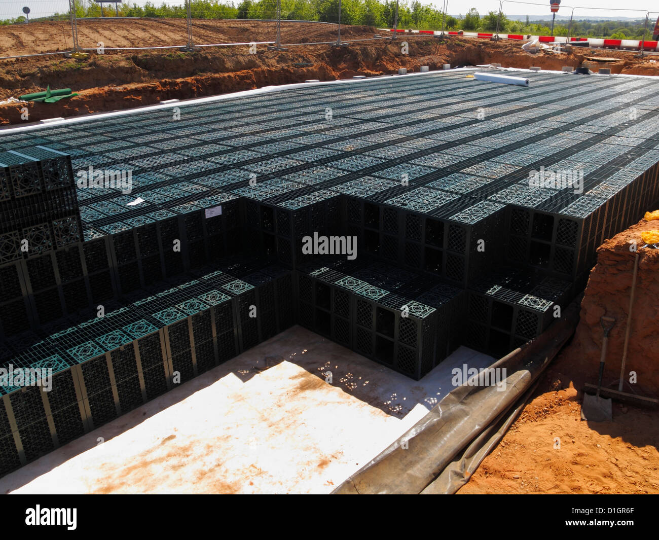 Sustainable drainage stormbloc plastic crate attenuation reservoir