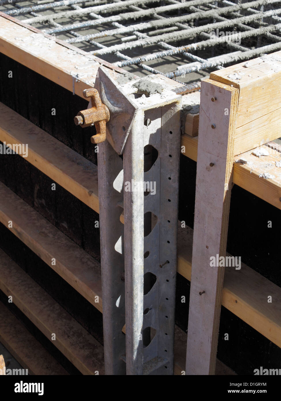shuttering concrete pour rebar timber formwork of strip foundation of