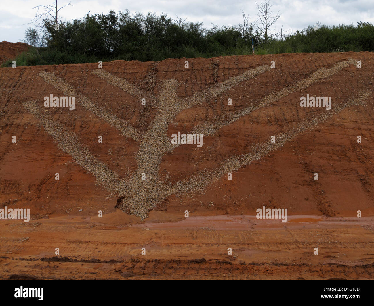 counterfort herringbone drain drains in a cutting on a new road