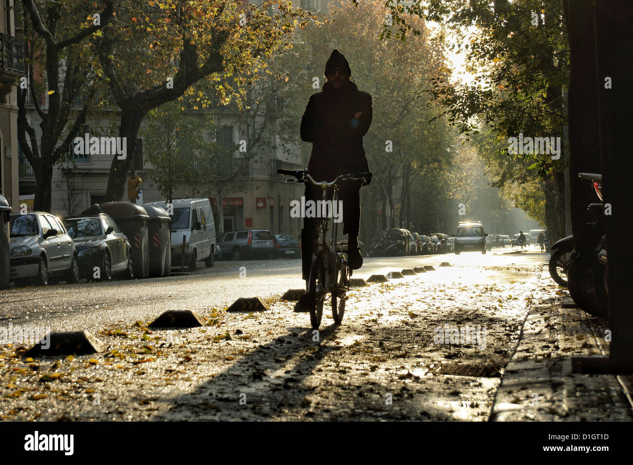 Bike Way in Barcelona Stock Photo - Alamy