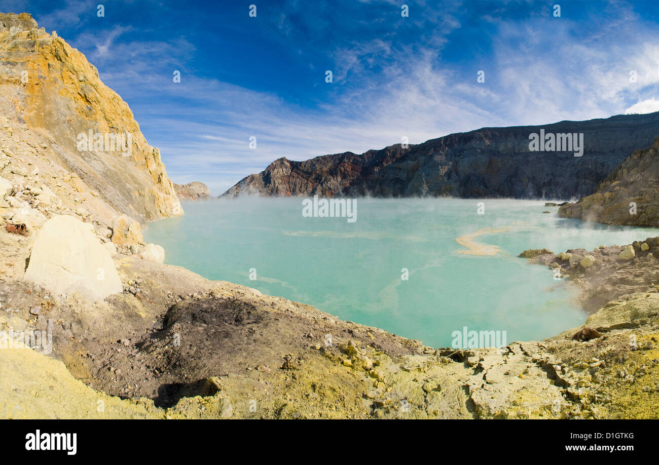 Kawah Ijen and its turquoise acid crater lake, Java, Indonesia, Southeast Asia, Asia Stock Photo