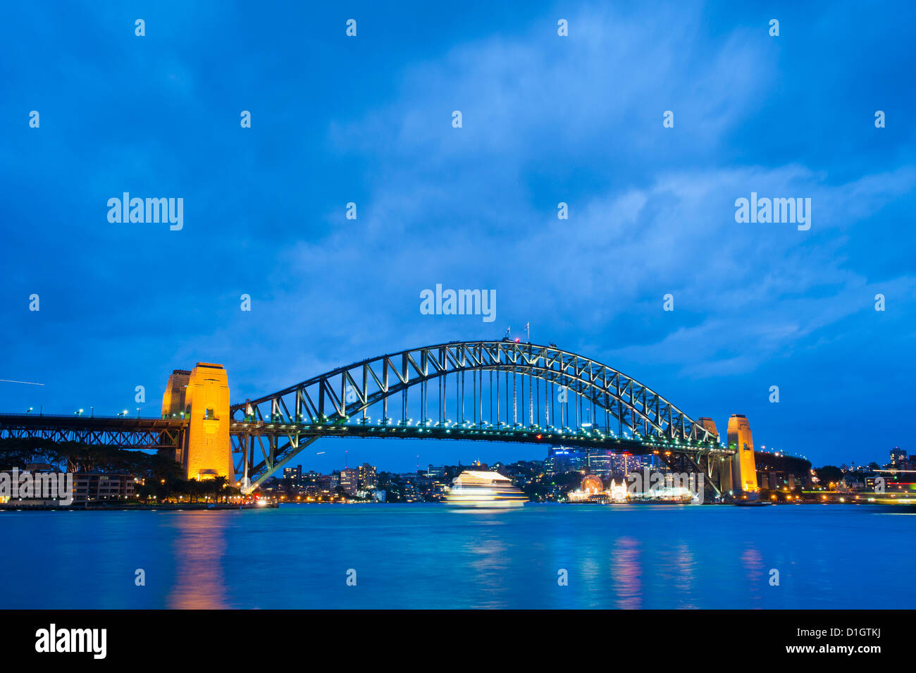 Sydney Harbour Bridge at night, Sydney, New South Wales, Australia, Pacific Stock Photo
