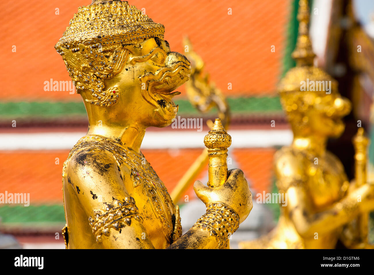 Gold guardian statue at the Grand Palace, Bangkok, Thailand, Southeast Asia, Asia Stock Photo