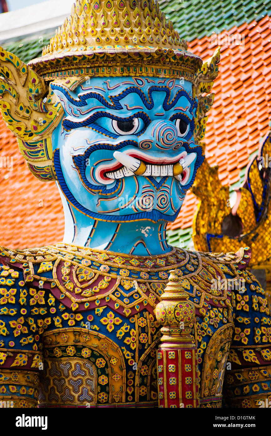 Colourful guardian statue close up, Grand Palace, Bangkok, Thailand, Southeast Asia, Asia Stock Photo