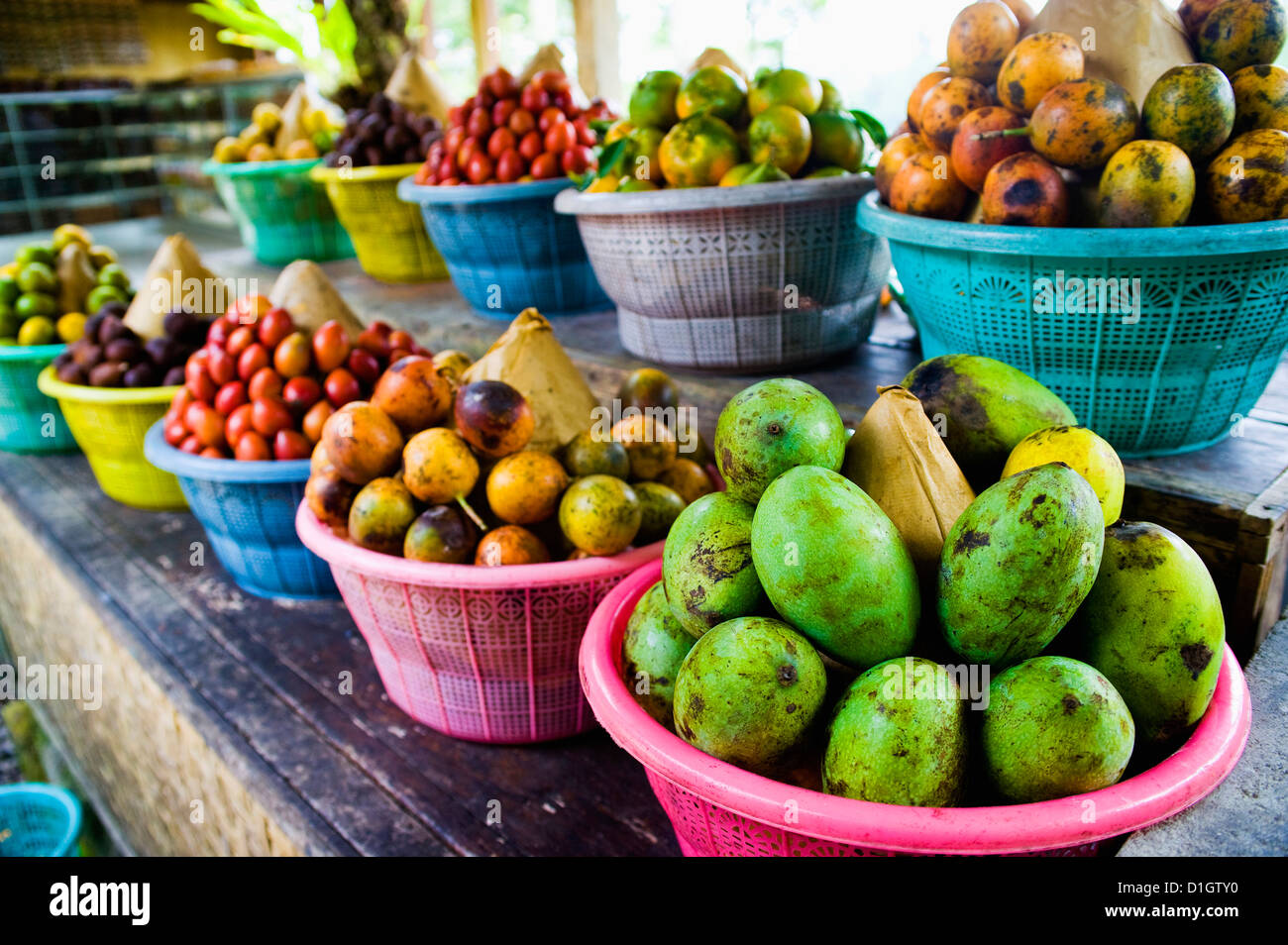 Exotic fruits at a tropical fruit farm, Bali, Indonesia, Southeast Asia, Asia Stock Photo