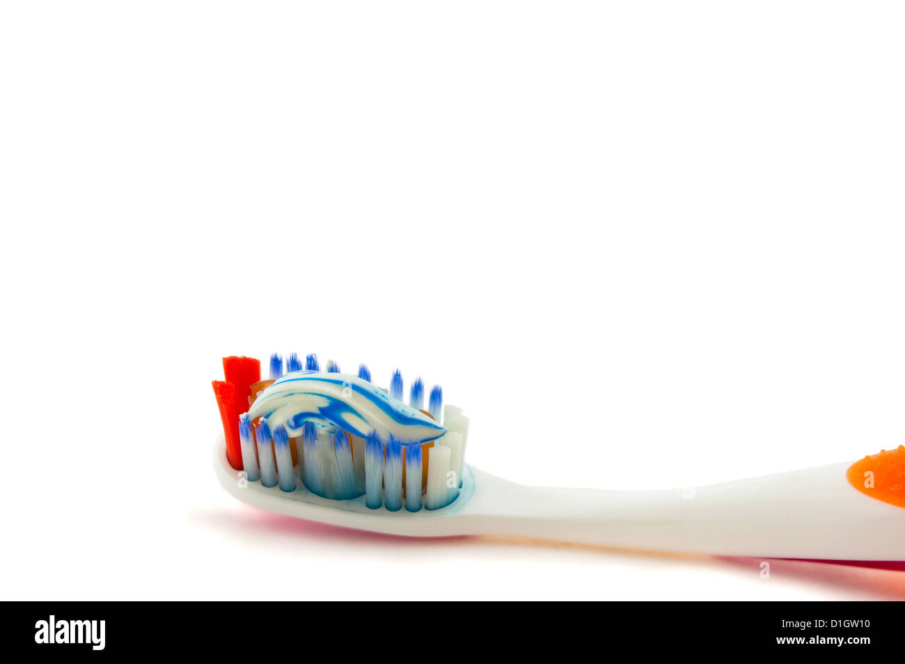 toothbrush with toothpaste on a white background Stock Photo - Alamy