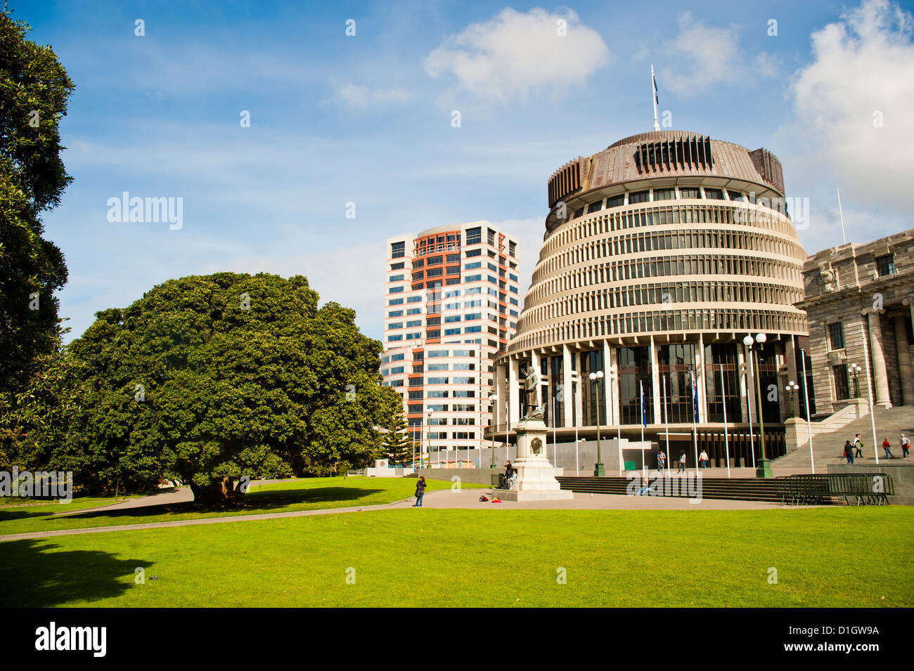 Beehive, the New Zealand Parliament Buildings, Wellington, North Island, New Zealand, Pacific Stock Photo