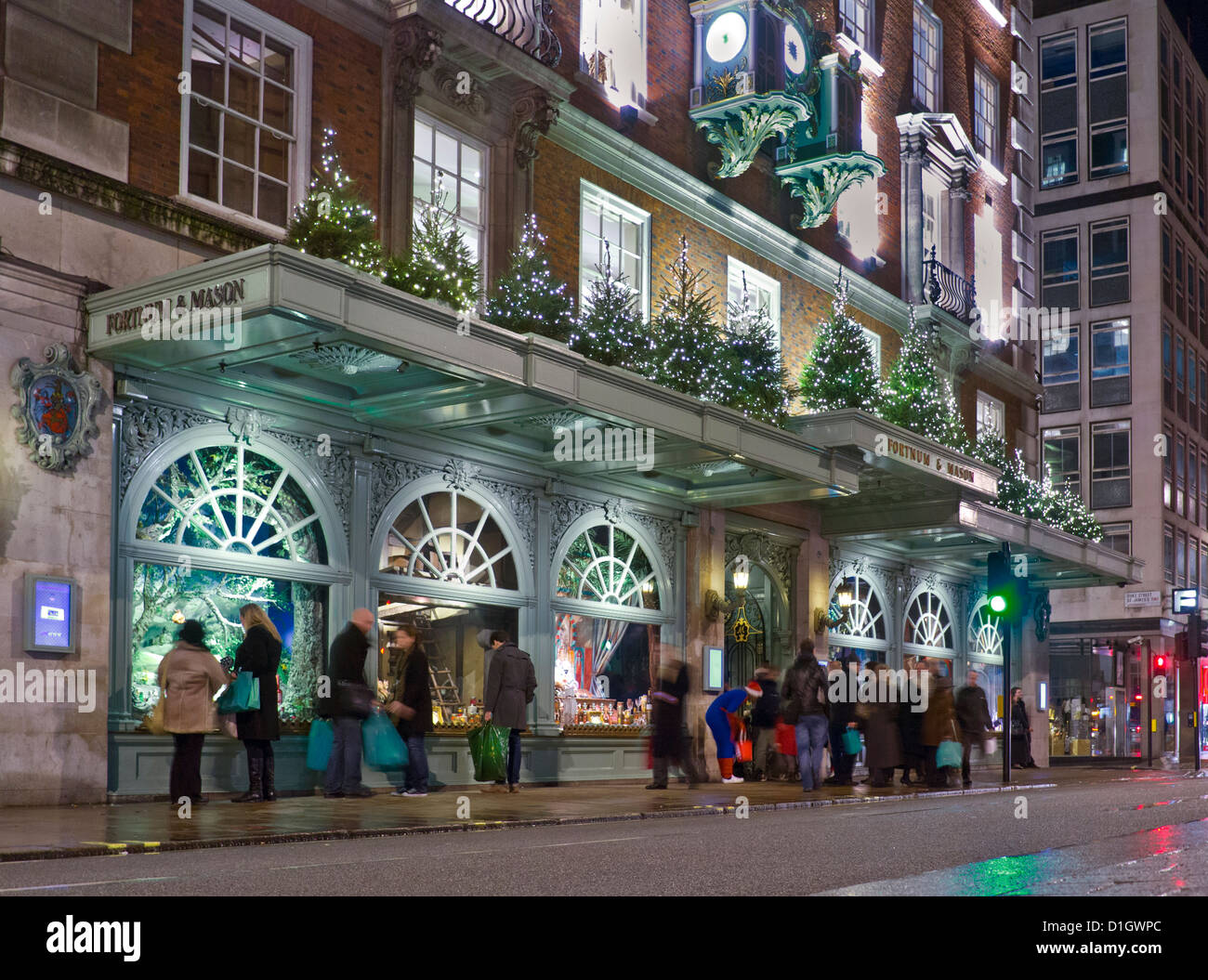 Fortnum & Mason department store at night busy with Christmas Stock