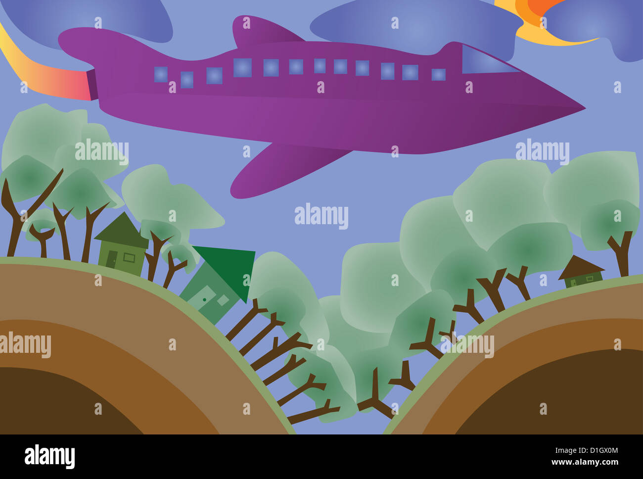 Vector illustration of air plane and tree Stock Photo Alamy