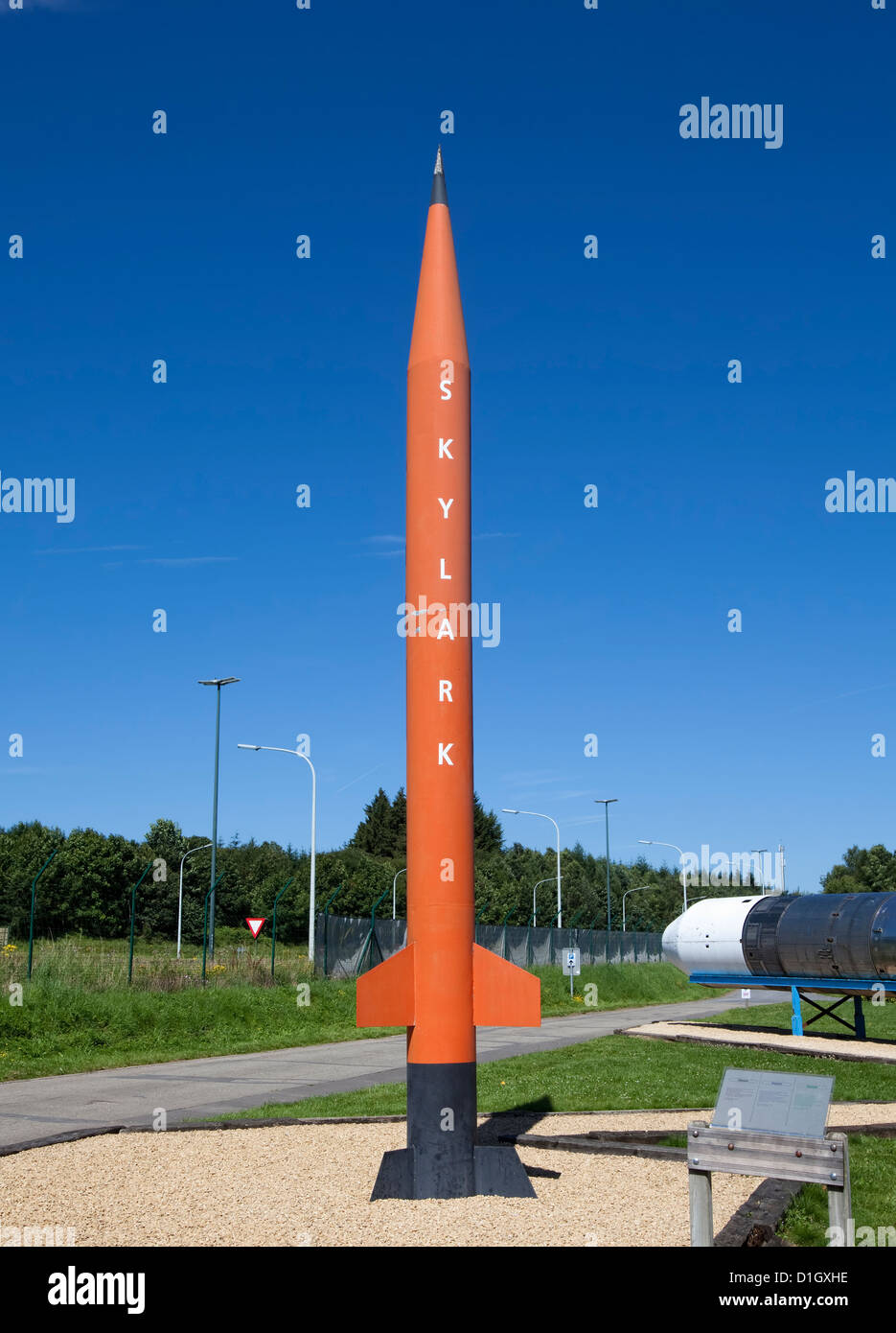 Historic British Skylark sounding rocket, 1955 - 2005, Euro Space Center, Transinne, Belgium, Europe Stock Photo