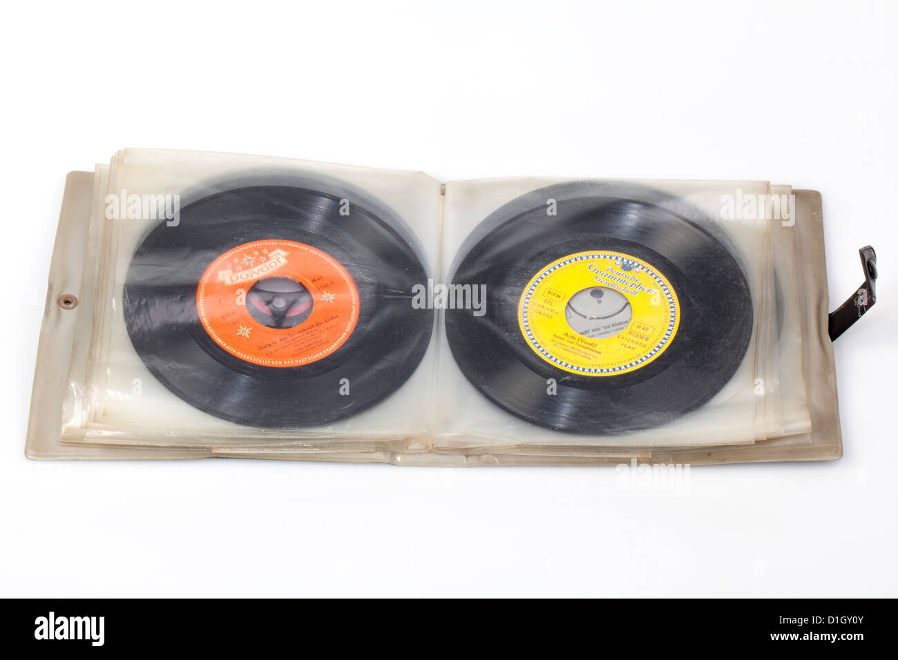 Old vinyl singles Stock Photo