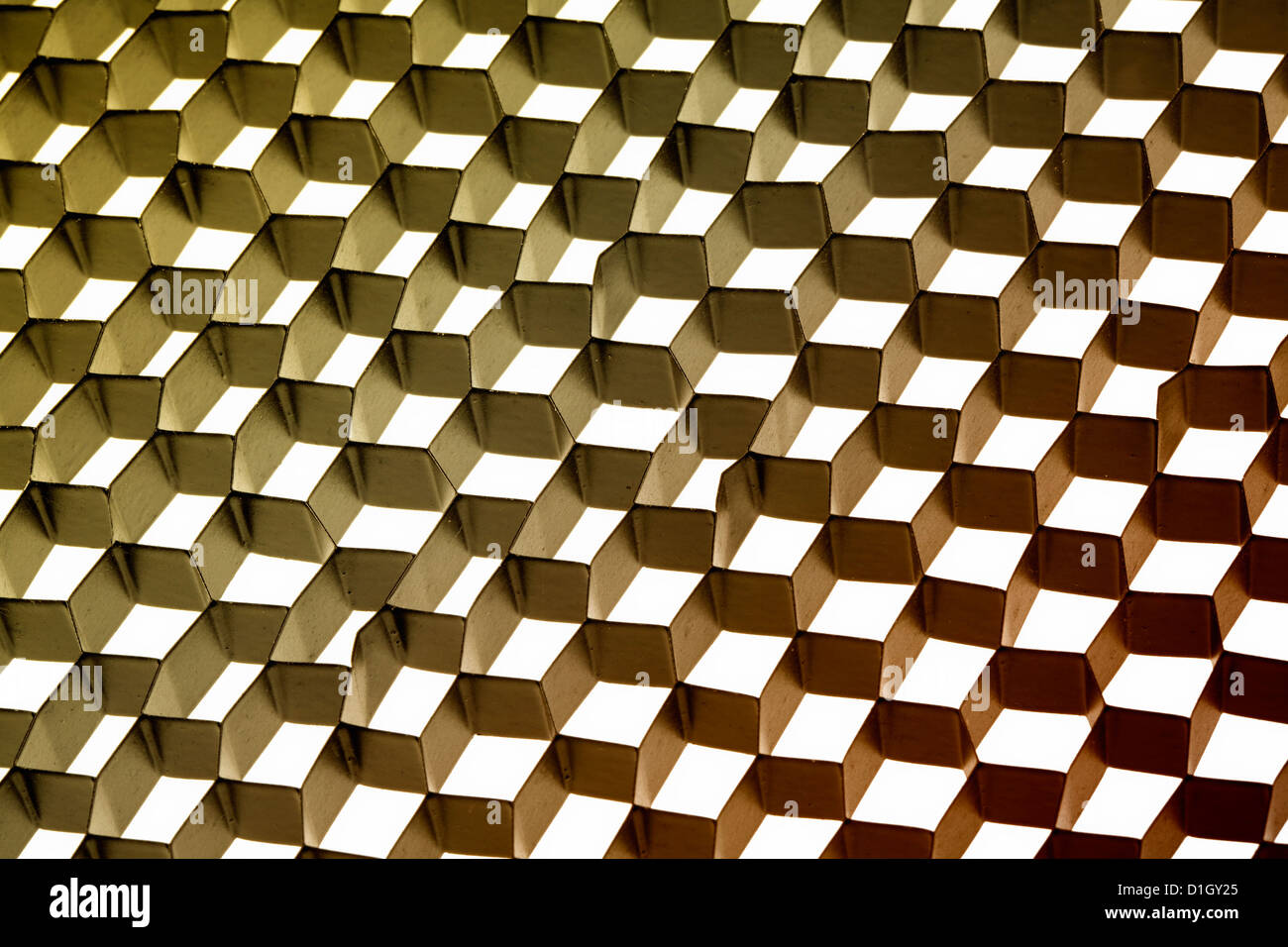 Honeycomb mesh of a spotlight, optical illusion, Stock Photo