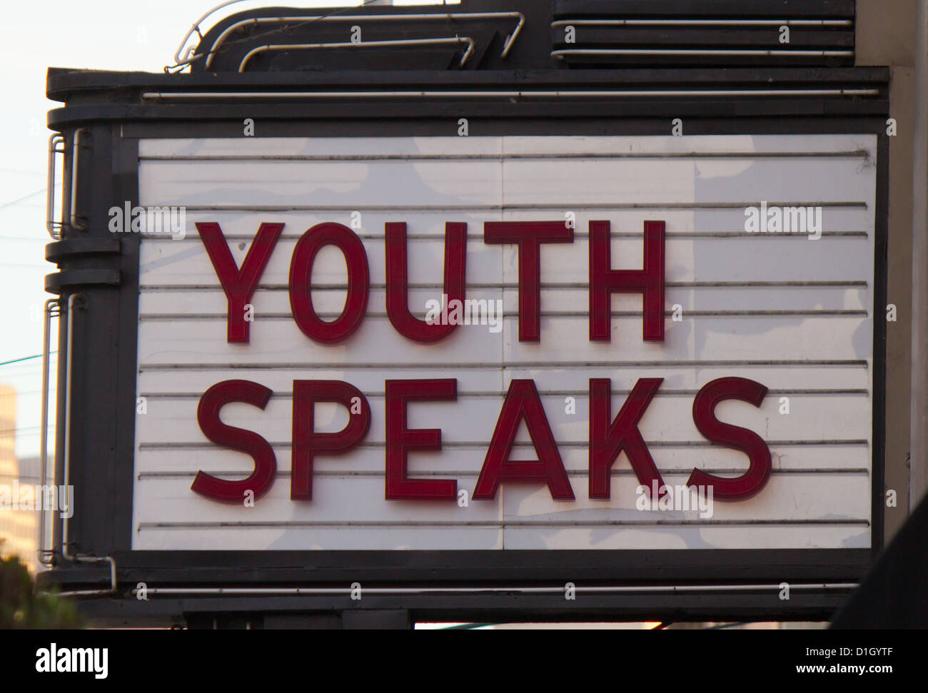 Youth speaks marquee Stock Photo