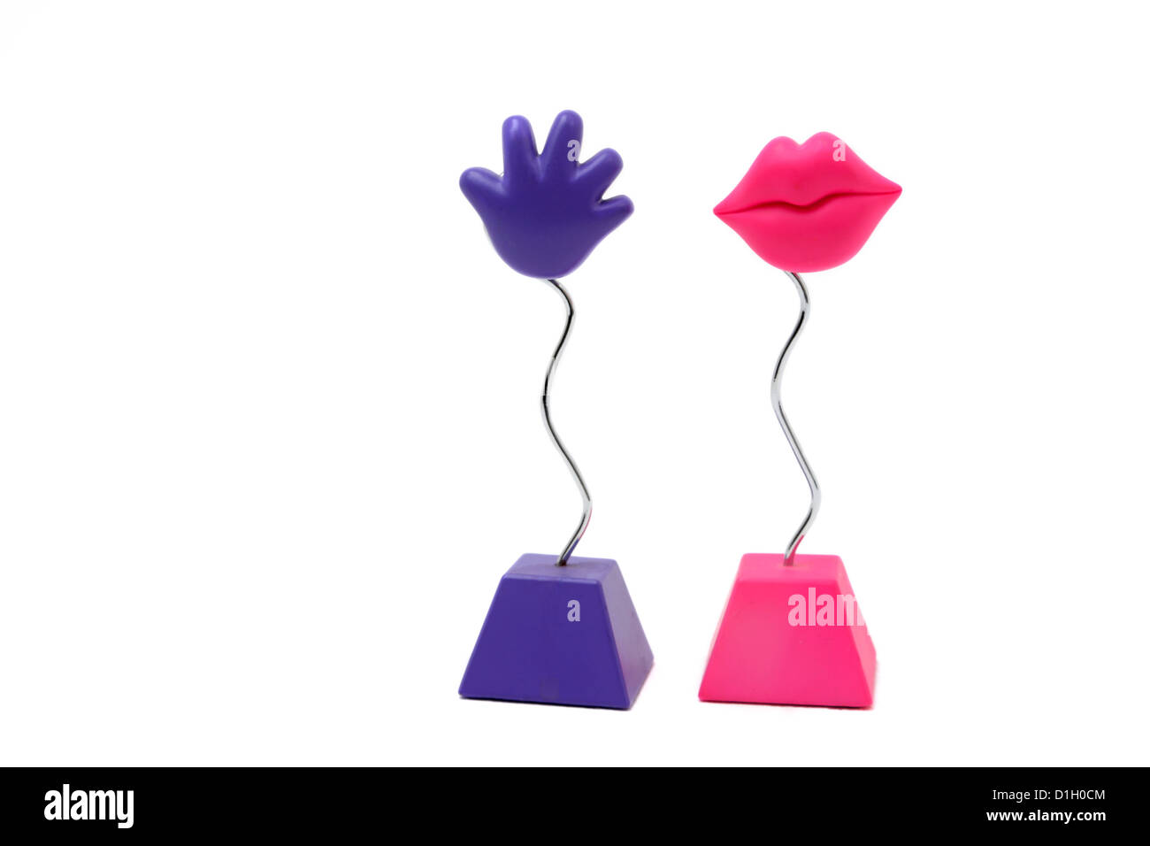 Photograph Holders Purple Hand And Pink Lips Stock Photo