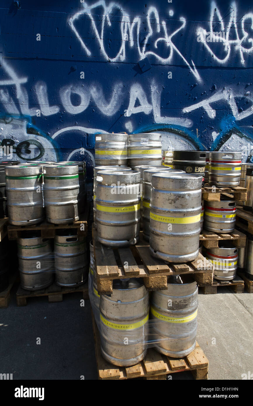 Beer Barrels in Berlin Friedrichshain, Germany Stock Photo