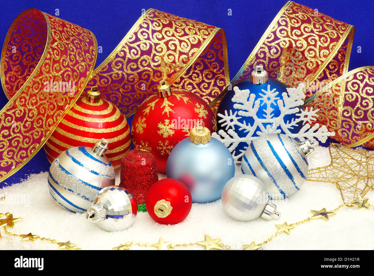 Christmas decoration over blue background Stock Photo