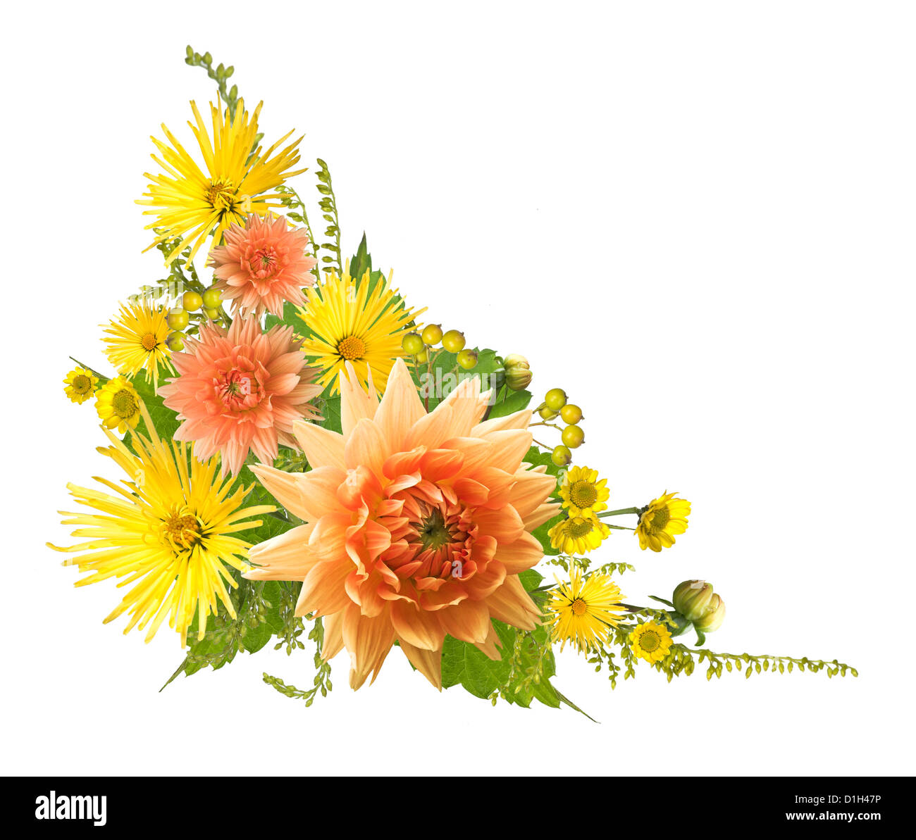Frame made of flowers cutout on white background Stock Photo