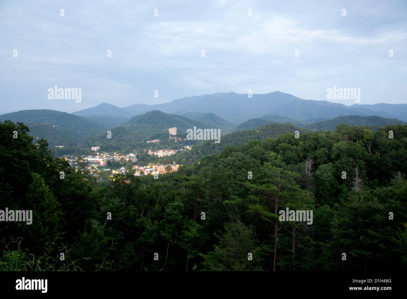 Gatlinburg, Tennessee, nestled in the Great Smoky Mountain National Park, of the SE USA Stock Photo