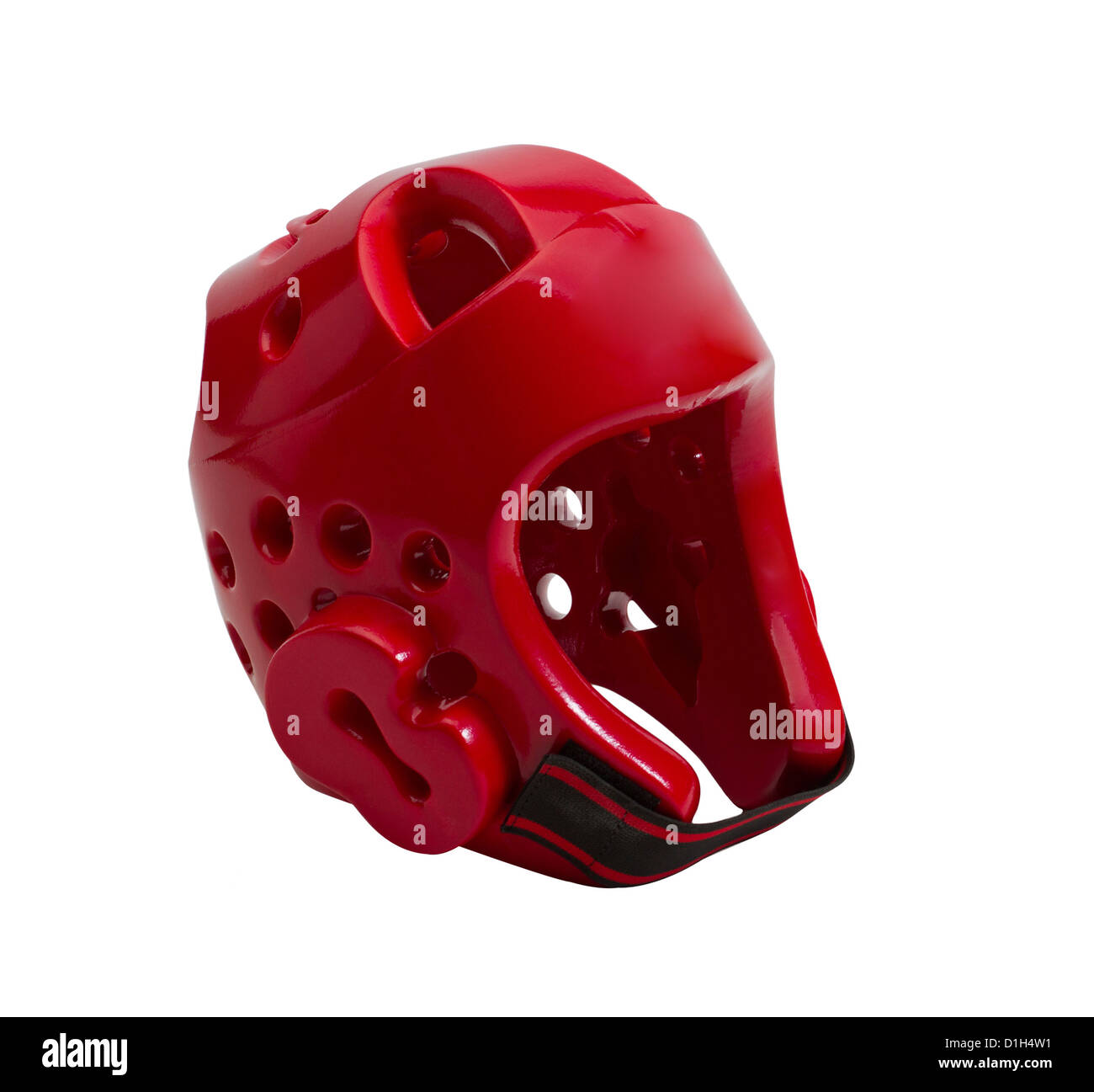 Red taekwondo head guard isolated Stock Photo Alamy