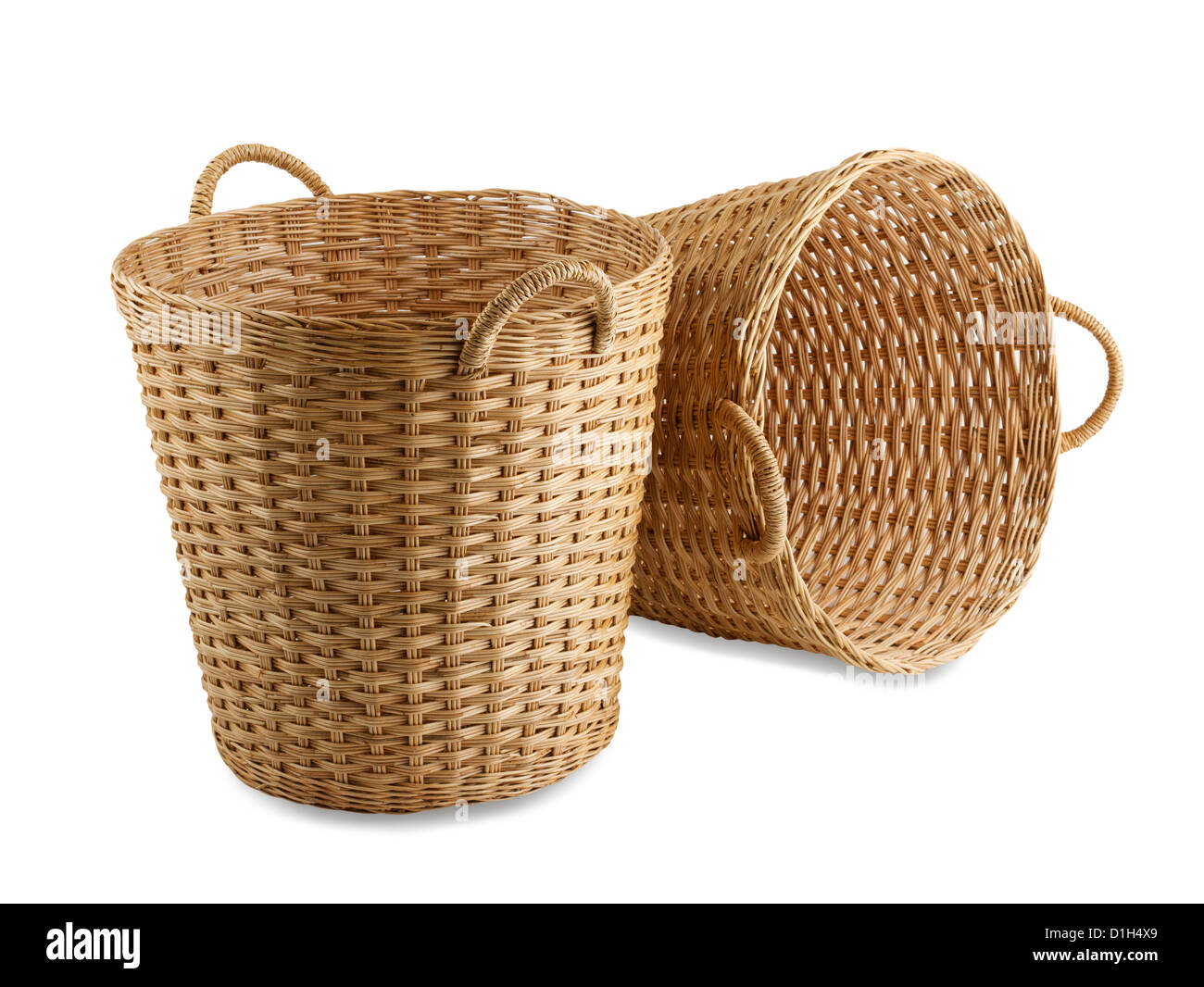 Handmade rattan basket the old fashioned Thai style isolated Stock Photo