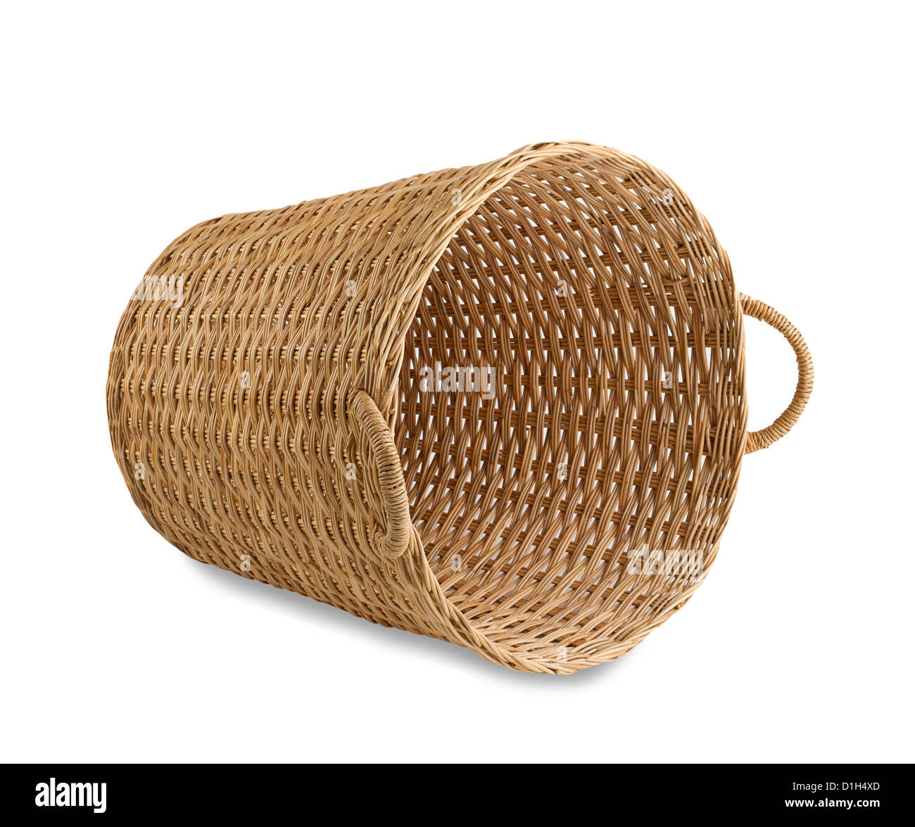 Handicraft rattan basket the old fashioned Thai style isolated Stock Photo