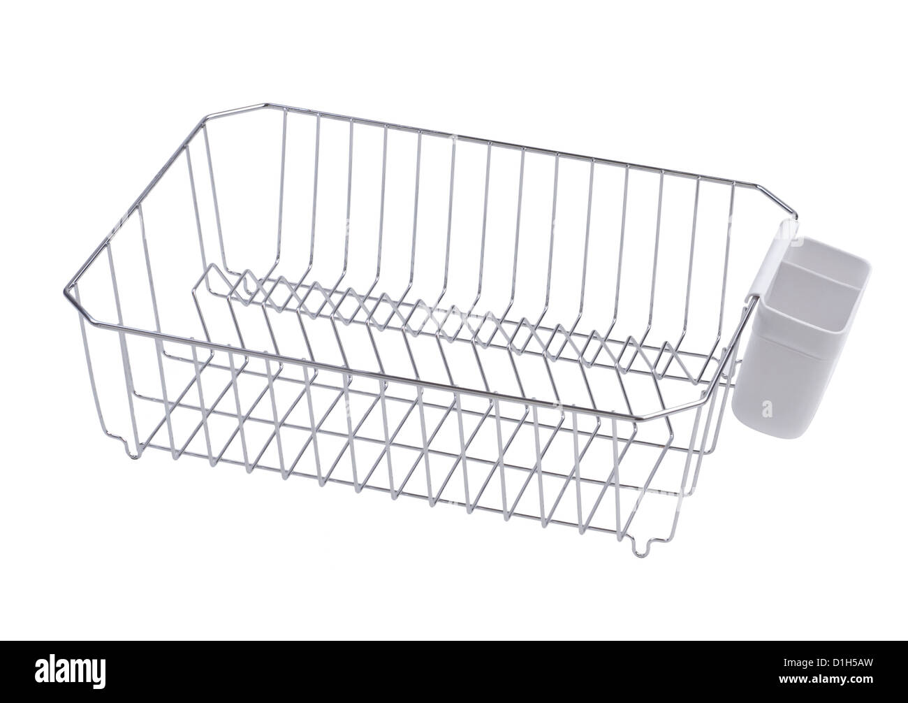 dishes storage rack aluminum kitchenware isolated Stock Photo