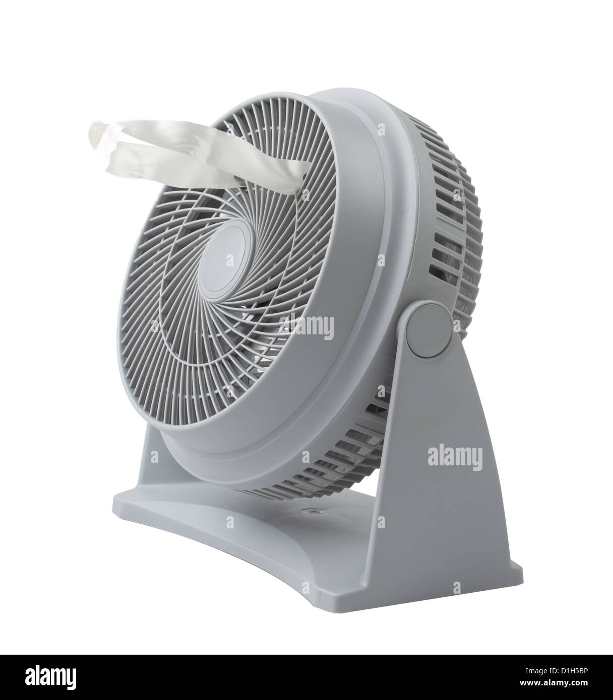 Compact windy fan in gray color isolated Stock Photo