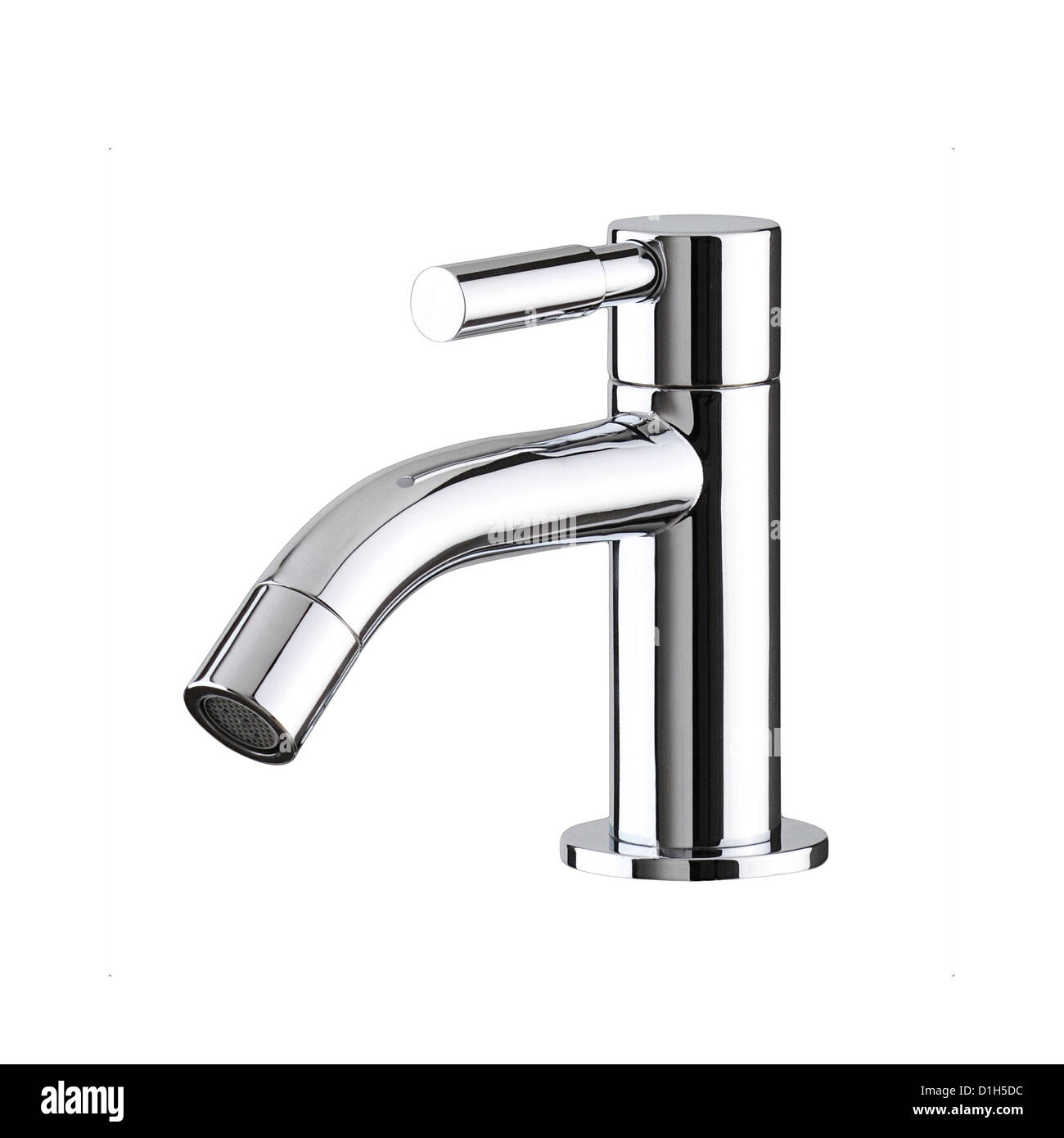 Beautiful chrome faucet fit your new modern style bathroom Stock Photo