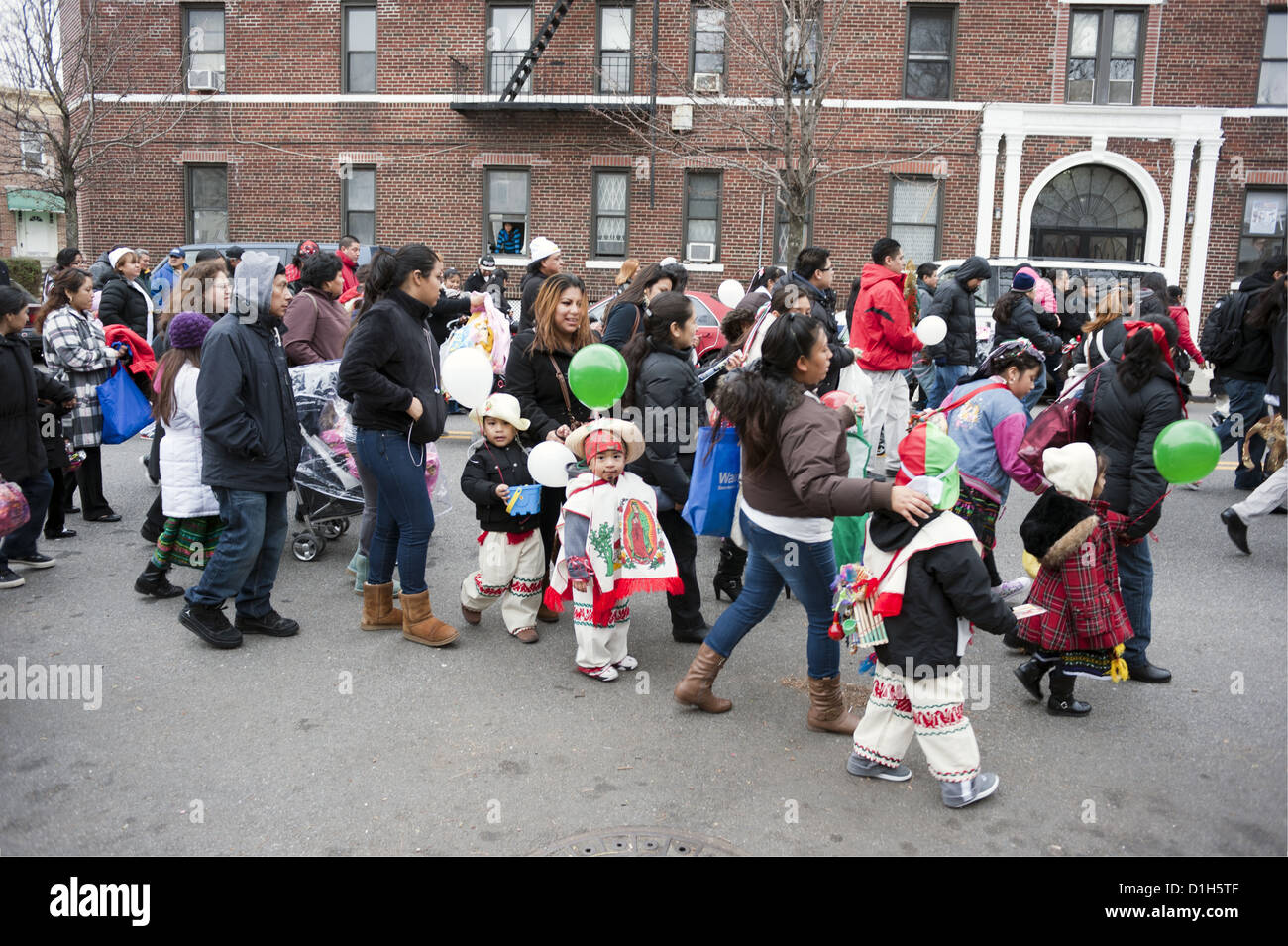 Festival of the Virgin of Guadalupe, the patron Saint of Mexico. Procession in the Borough Park section of Brooklyn, 2012. Stock Photo