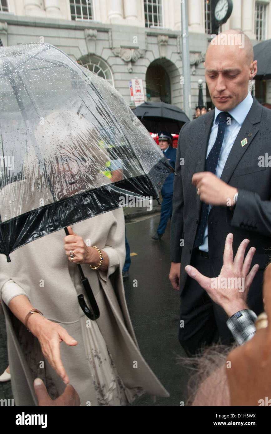 Camilla and Prince Charles downtown Auckland on walk about Stock Photo