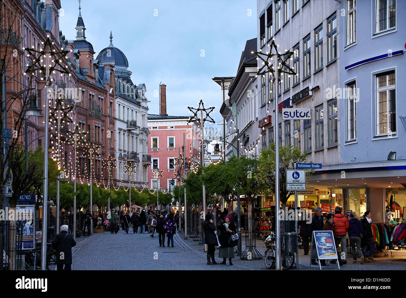 Christmas street decoration's, Rosenheim Upper Bavaria Germany Europe Stock Photo